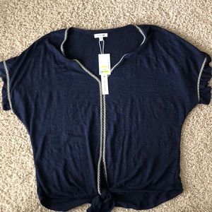 NWT Max Studio navy tie waist shirt, size Medium